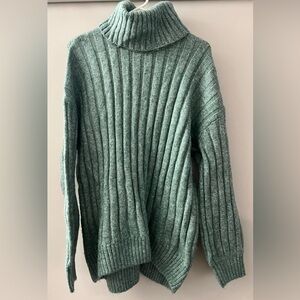Falls Creek Green Ribbed Cowl Neck Sweater